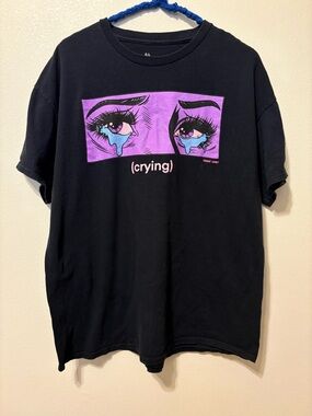 Threadless Black Tee with Purple & Pink Graphic